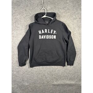 Harley Davidson Black Hoodie Mens XL Pullover Spell Out Sweatshirt